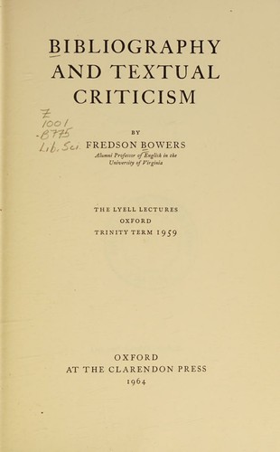 Bibliography and textual criticism
