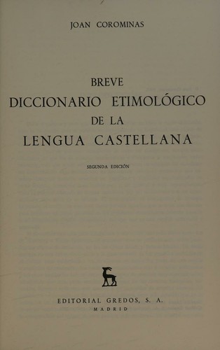 Breve Diccionario Etimologico de La Lengua Castellana