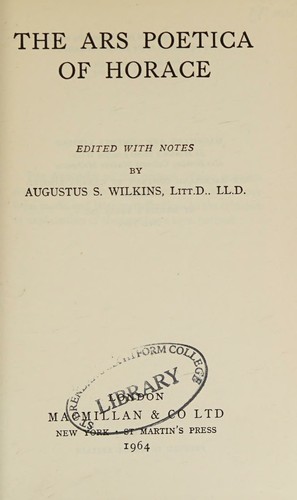 THE ARS POETICA OF HORACE Edited with Notes