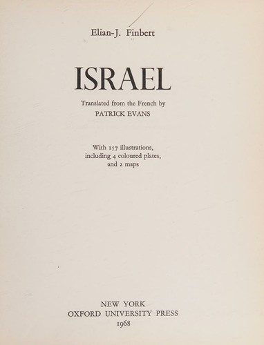 Israel Translated from the French by Patrick Evans