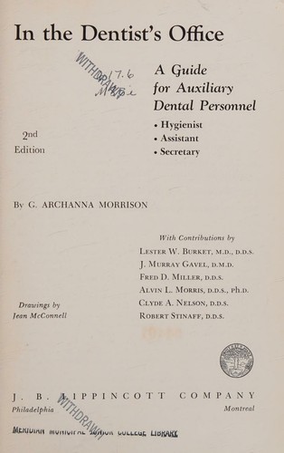 In the dentist's office; : A guide for auxilliary dental personnel