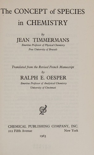 The concept of species in chemistry