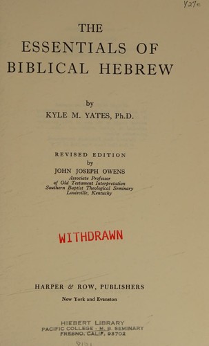 The essentials of Biblical Hebrew