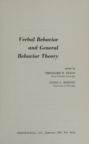 Verbal behavior and general behavior theory