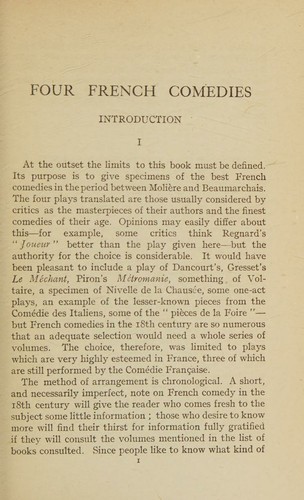 French Comedies of the XVIIIth Century