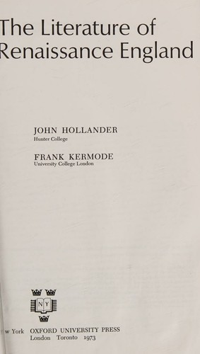 The literature of renaissance England