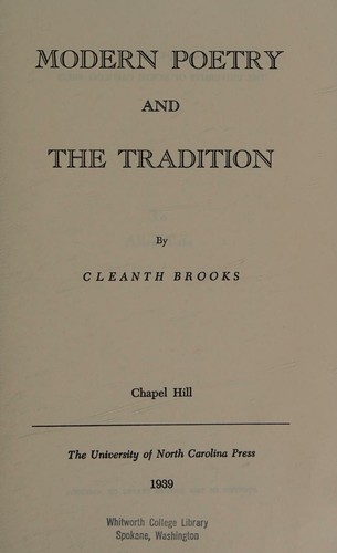 Modern Poetry and the Tradition