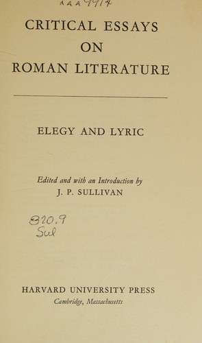 Critical essays on Roman literature