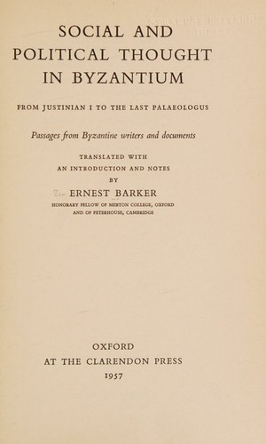 Social and Political Thought in Byzantium