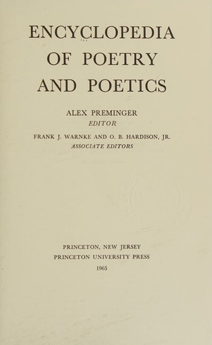 Encyclopedia of poetry and poetics