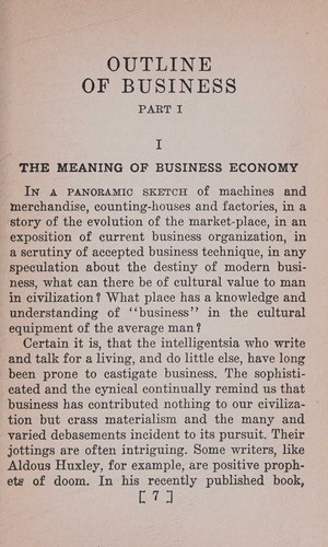 Outline of Business Part I