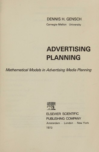 Advertising planning; mathematical models in advertising media planning