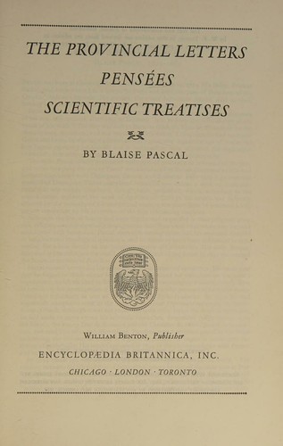 The provincial letters pensees scientific treatises