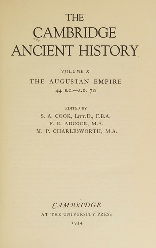 Cambridge Ancient History, Volume X