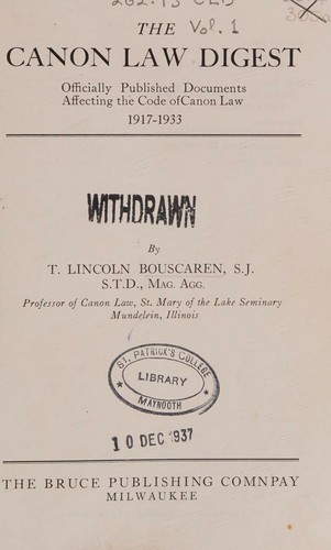 The Canon Law Digest