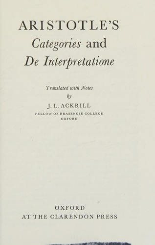 Categories and De Interpretatione