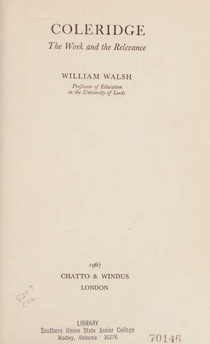 Coleridge The Work and the Revelance