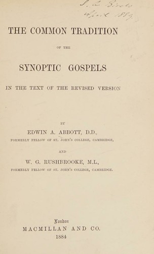 Common Tradition Of The Synoptic Gospels, The