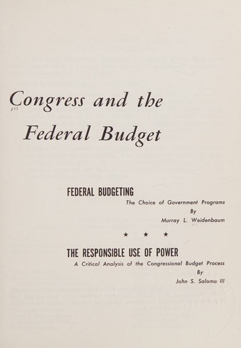 Congress and the Federal budget: Federal budgeting