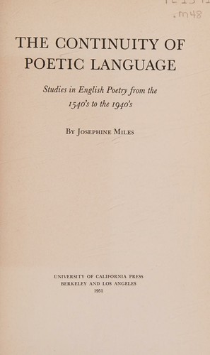 The continuity of poetic language
