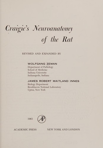 Craigie's Neuroanatomy of the Rat