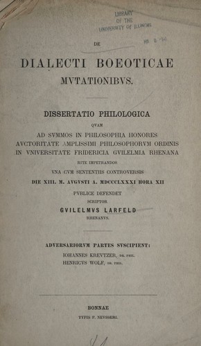 De dialecti Boeoticae mutationibus