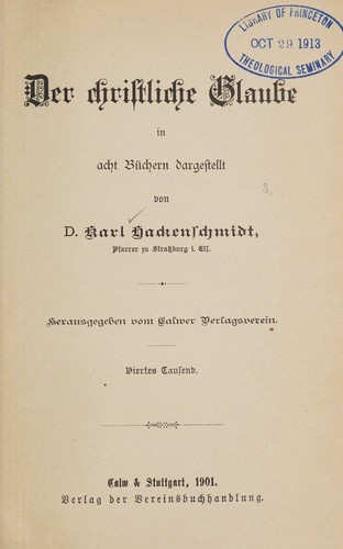 Der christliche Glaube in acht Büchern