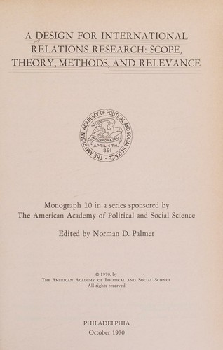 A Design for International Relations Research