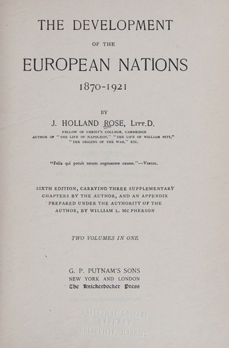 Development of the European Nations, 1870-1921