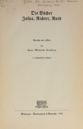 Die Bücher Josua, Richter, Ruth
