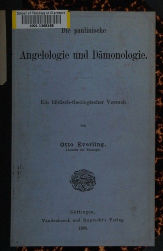 Die paulinische Angelologie und Dämonologie