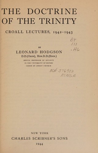Doctrine Of The Trinity Croall Lectures