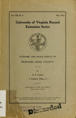 An economic and social survey of Princess Anne County