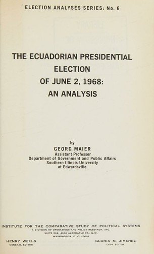 The Ecuadorian presidential election of June 2, 1968