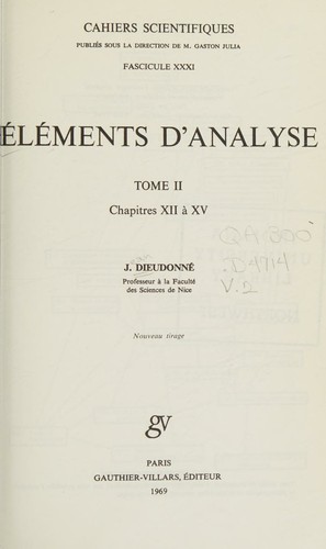 Eléments D'Analyse,Tome II; Chapitres XII a XV;