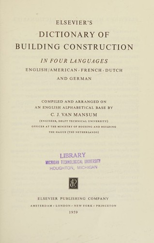 Elsevier's dictionary of building construction