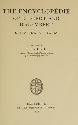 The Encyclopedie of Diderot and d'Alembert