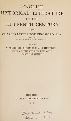 English historical literature in the fifteenth century. by Charl