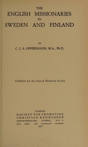 The English missionaries in Sweden and Finland