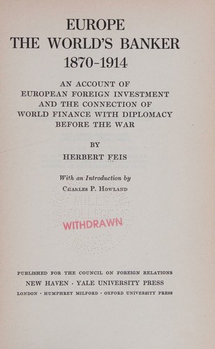Europe, the World's Banker 1870-1914