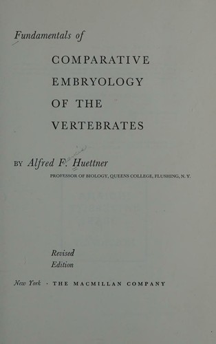 Fundamental of Comparative Embryology of the Vertebrates