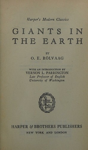 Giants in the earth, (Harper's modern classics)
