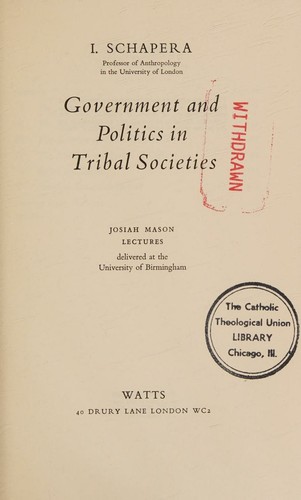 Government and politics in tribal societies