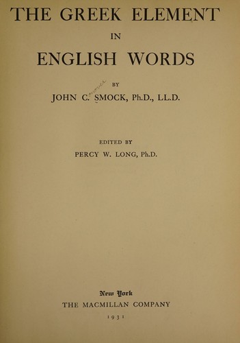 The Greek element in English words,