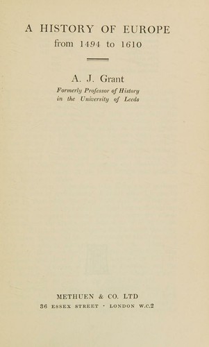 A History of Europe from 1494 to 1610