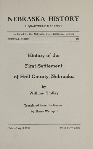History of the first settlement of Hall County, Nebraska
