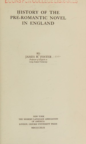 History of the Pre-Romantic novel in England