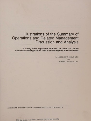 Illustrations of the summary of operations and related management discussion and analysis