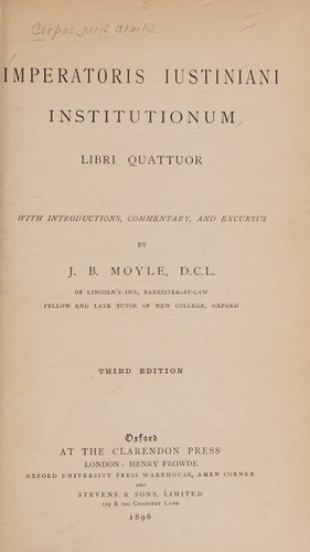 Imperatoris Iustiniani Institutionum. Libri Quattuor