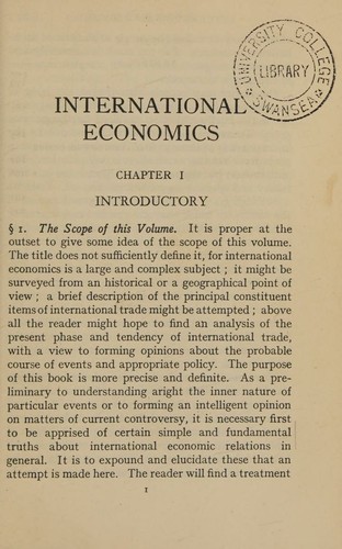 International economics (The Cambridge economic handbooks)